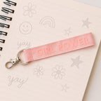 Fashion Keyring with Pink GIRL POWER Strap