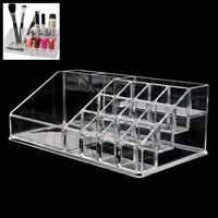 16 Compartment Cosmetic Makeup Jewellery Lipstick Storage Organiser Box, Cosmetic Storage Box Make-up Lipstick Organizer / Lipstick Holder Case  Transparent