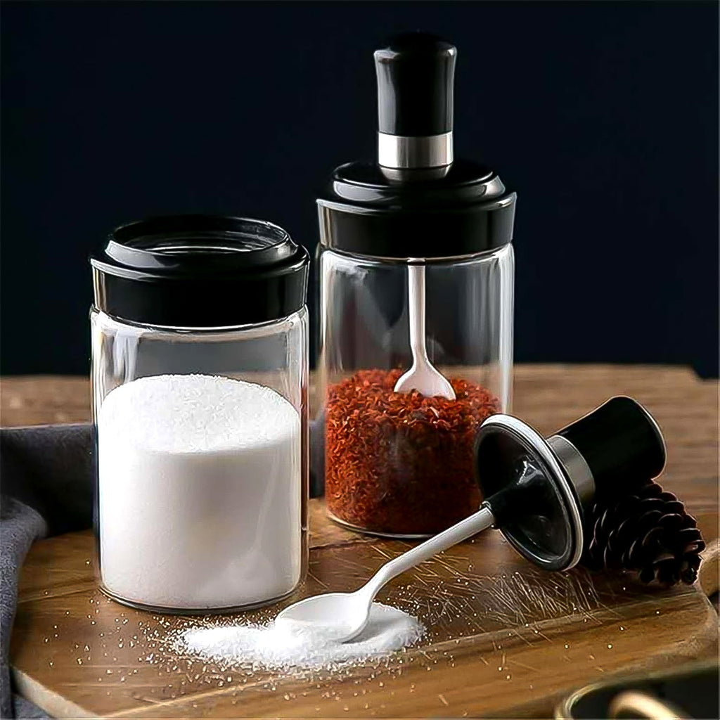 Transparent Glass Storage Jar with Built-in Spoon Approx 250ml