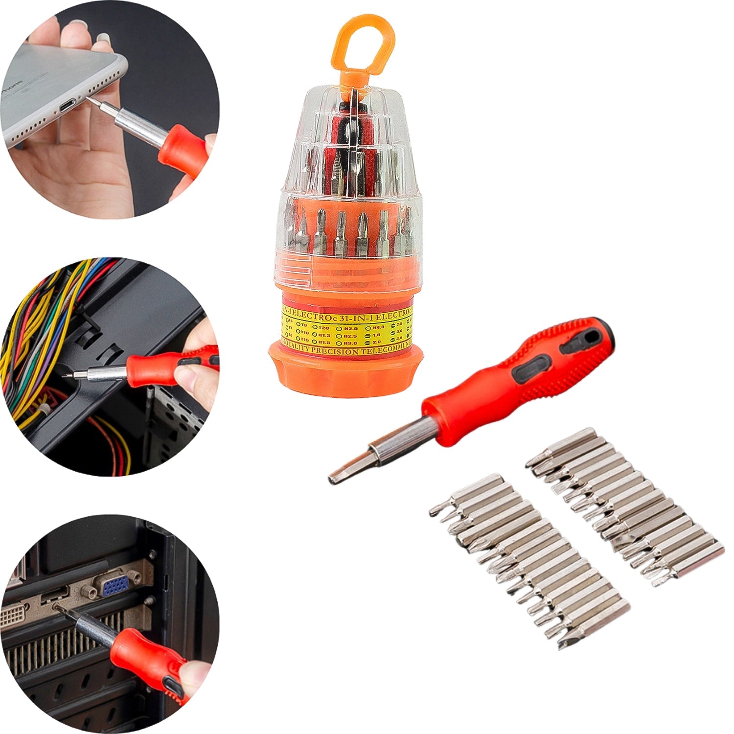(SET OF 4PC) SCREWDRIVER SET, STEEL 31 IN 1 WITH 30 SCREWDRIVER BITS, PROFESSIONAL MAGNETIC DRIVER SET, B Grade