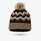 Winter Woolen Knitted Black Inside Fur Beanie Cap (1 Pc / Mix Design & Color)
