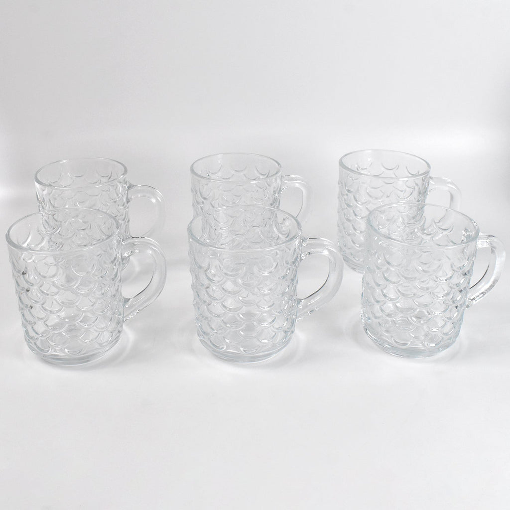 Glass Coffee & Tea Cup / Mug With Handle, Water glass (6 pcs Set / 225 ML)