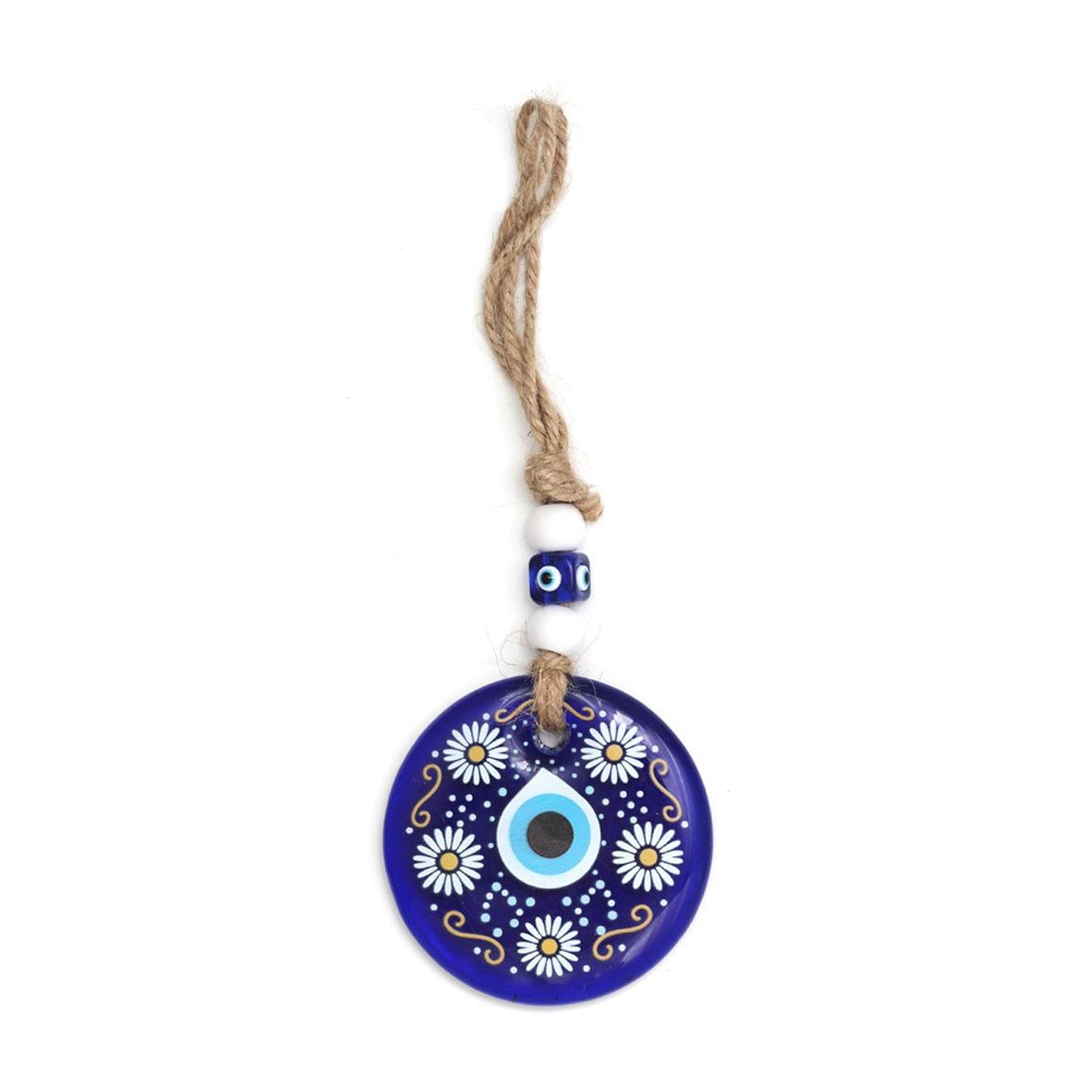 Decorative Evil Eye Wall Hanging Nazar Protector Charm with Beads, Wind Chime (1 Pc)