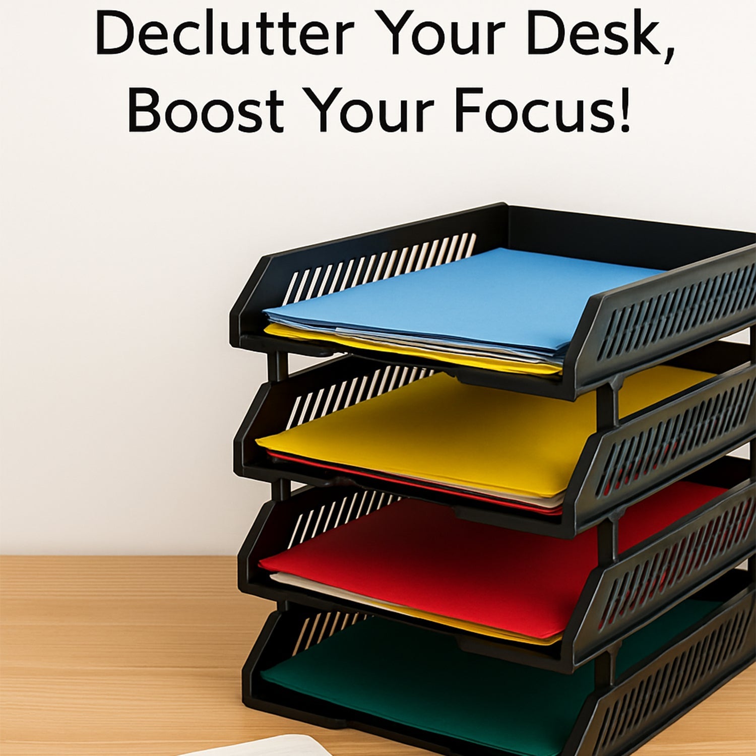 4-Layer Multifunctional File Rack with Drawers for Office Desk