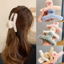Large Plush Hair Claw Clips, Plastic Fluffy Hair Claw Hair (1 Pc / Mix Color)