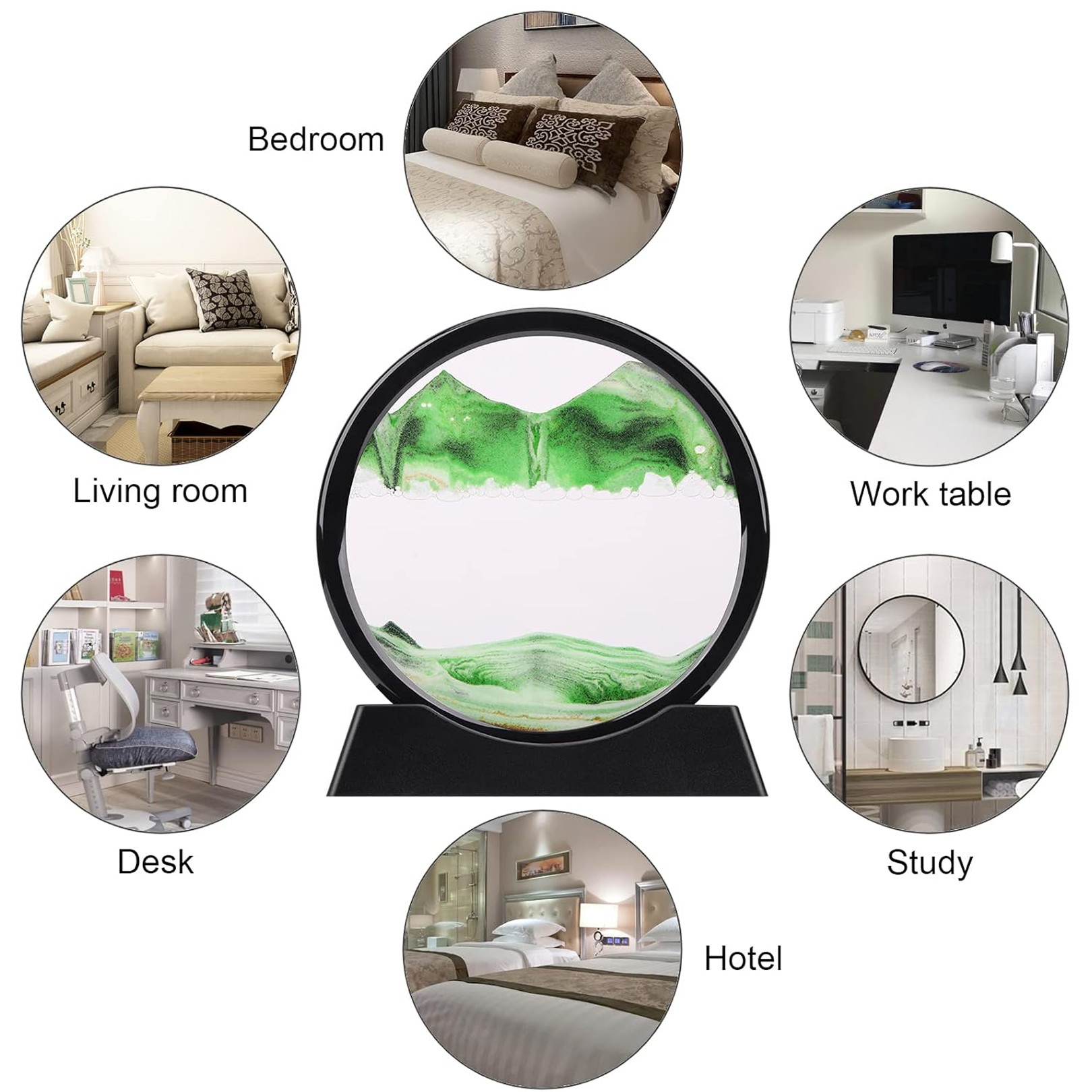 3D Moving Sand Art – Liquid Motion Deep Sea Sandscape with Round Glass Frame & ejection (1 Pc)