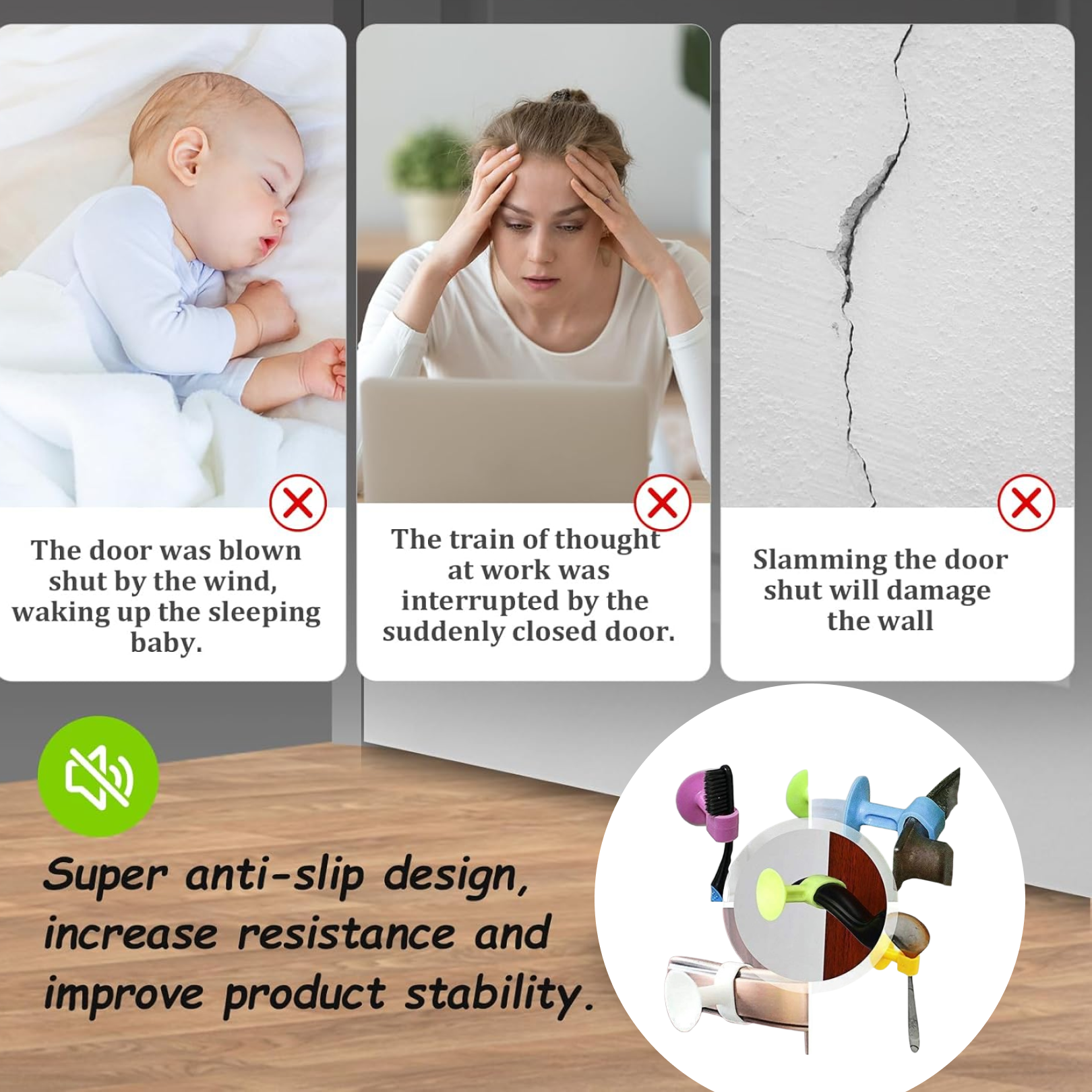 Self-Sucking Silicone Door Stopper (5 Pcs Set)