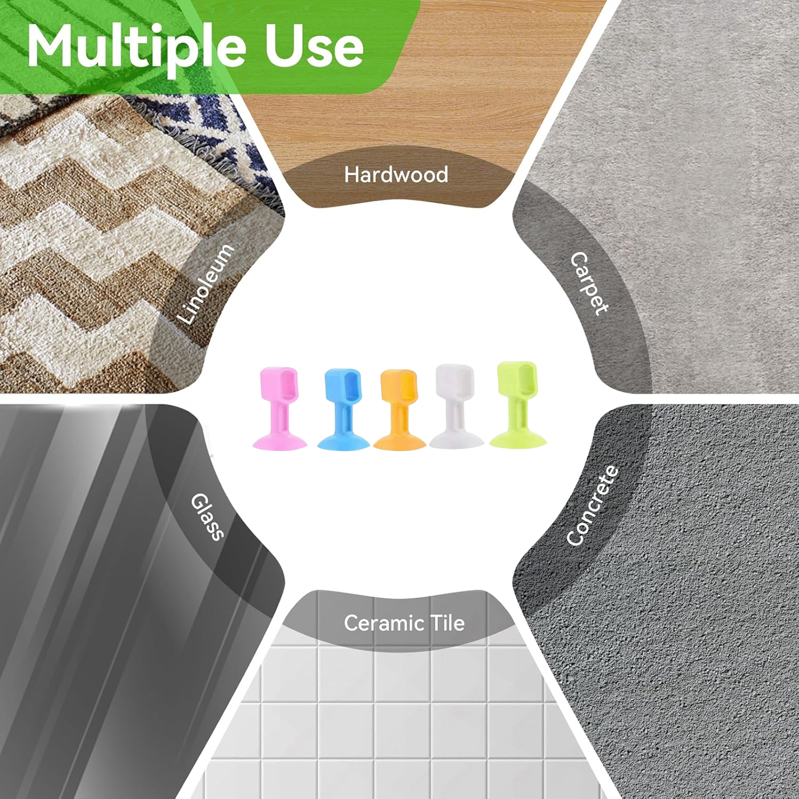 Self-Sucking Silicone Door Stopper (5 Pcs Set)