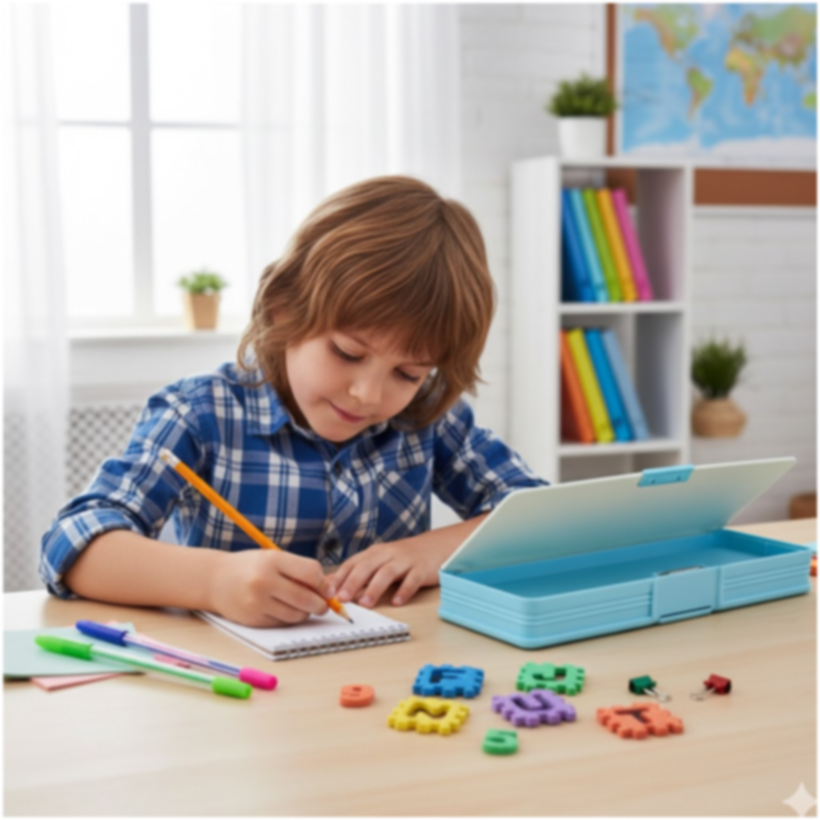Magnetic Geometry Box - Double-Sided Pencil Case with Calculator for Students