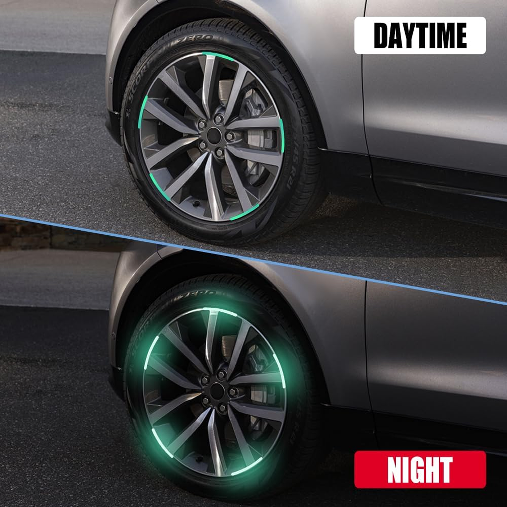 Car Wheel Hub Reflective Car Stickers, Night Warning Stickers (20 Pcs Set/ Multicolored)