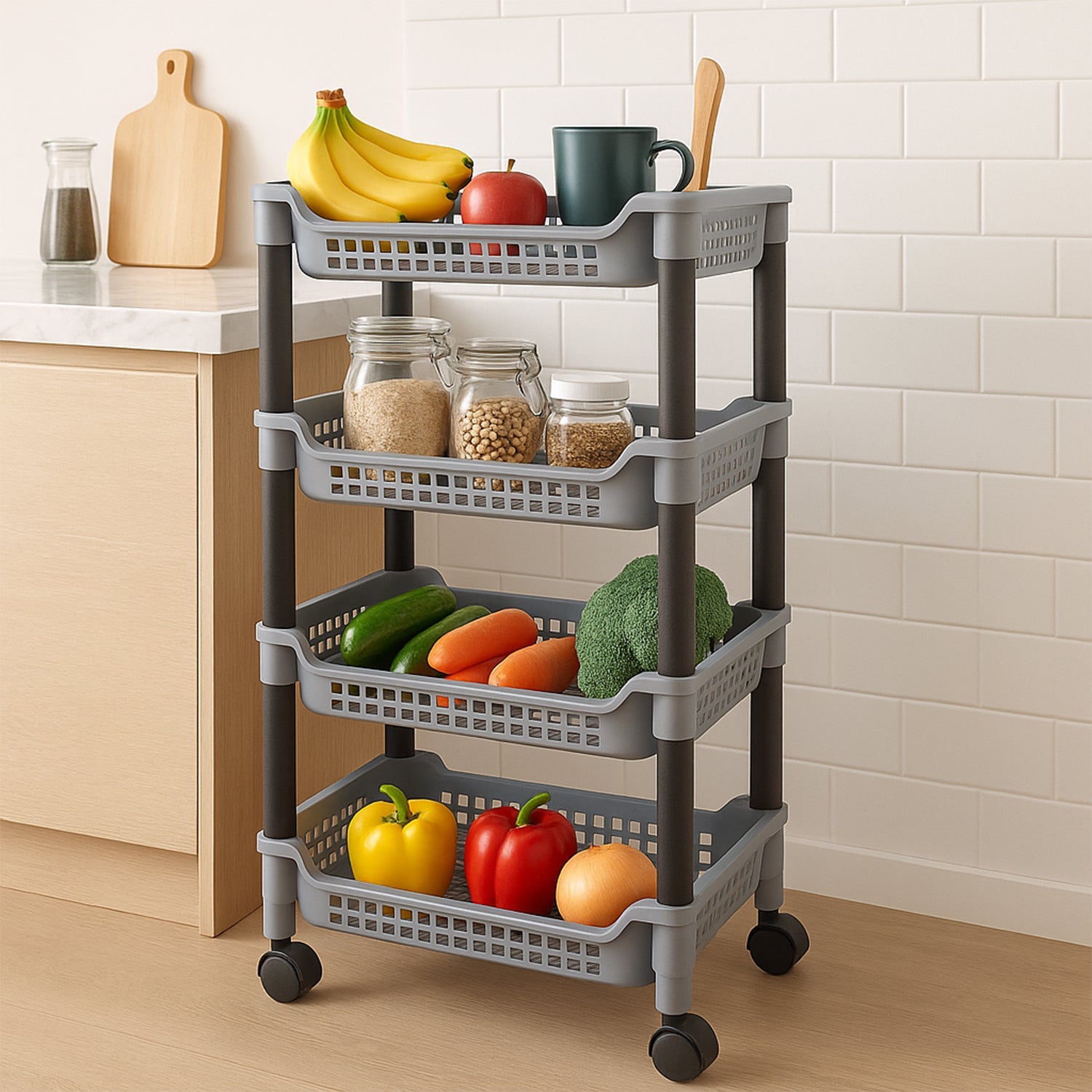 Apex 4-Layer Big Multipurpose Plastic Storage Rack