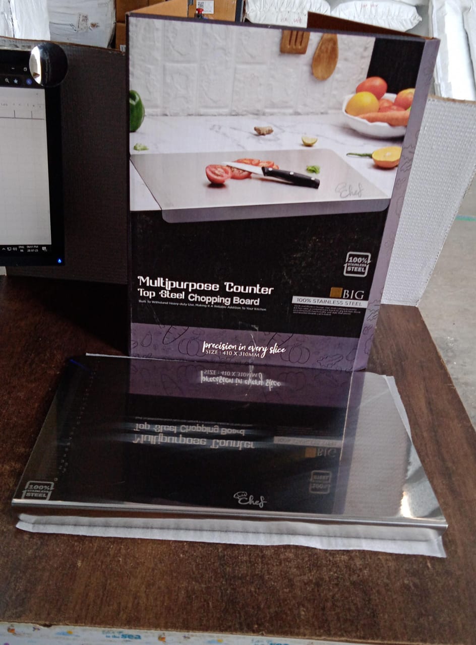 Premium Stainless Steel Anti-Bacterial Chopping Board for Kitchen (1 Pc)